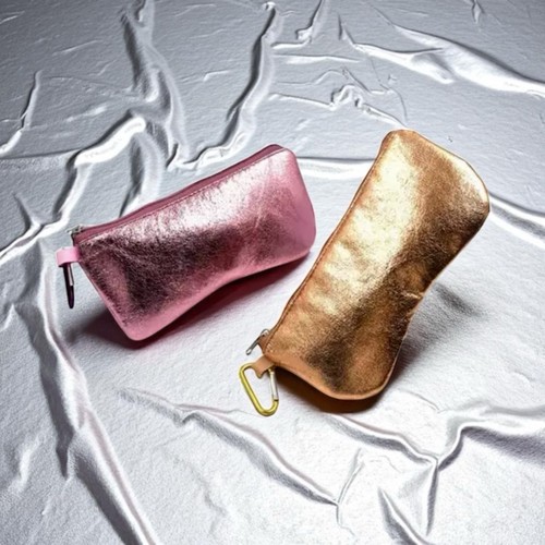 Metallic zipped gold - gold, pink