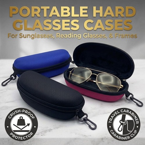 Portable hard glasses case zip - hard,
