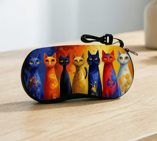 Colourful cats glasses case - glasses,