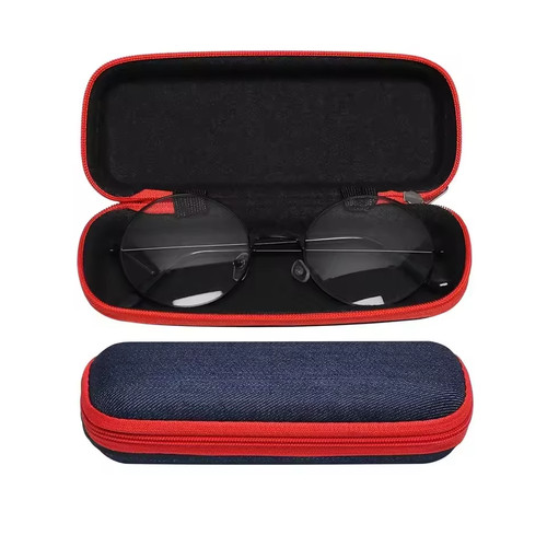 Denim glasses case with - with, zip
