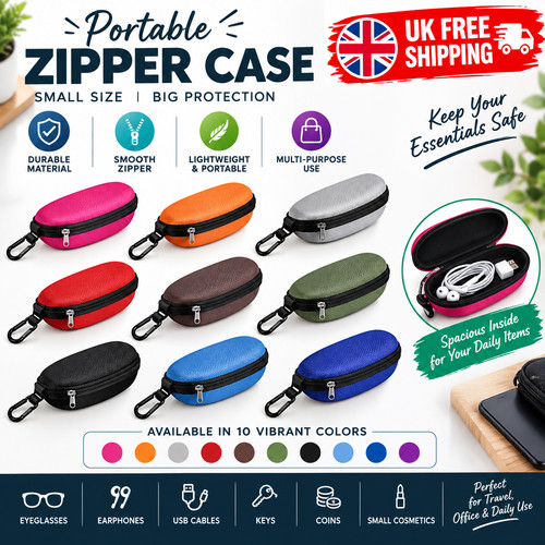 Portable hard glasses case zip - glasses,