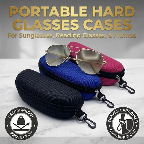 Portable hard glasses case zip - case,